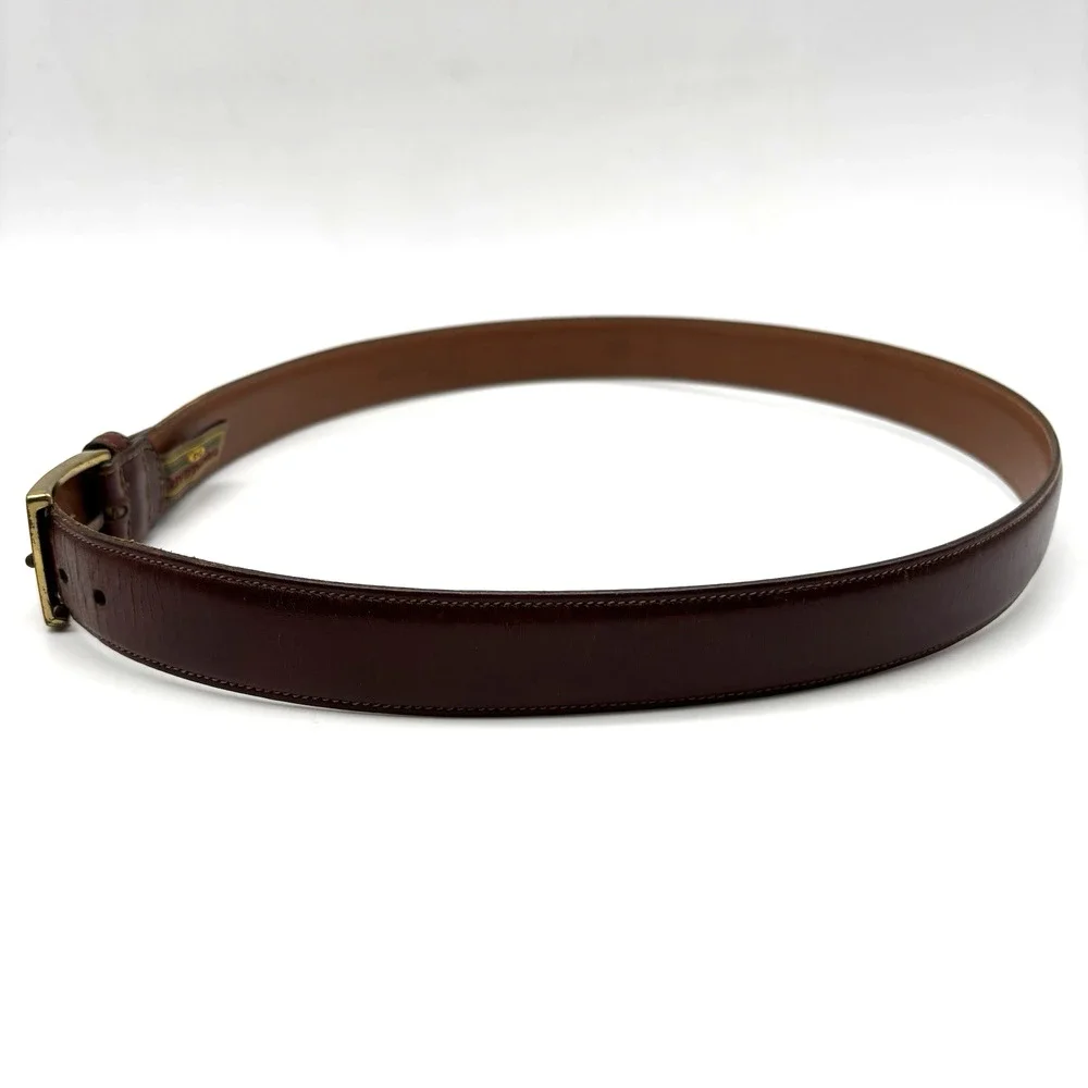 Vintage Trafalgar 17114 Cortina Brown Leather Bass Buckle Belt 36 Handmade USA